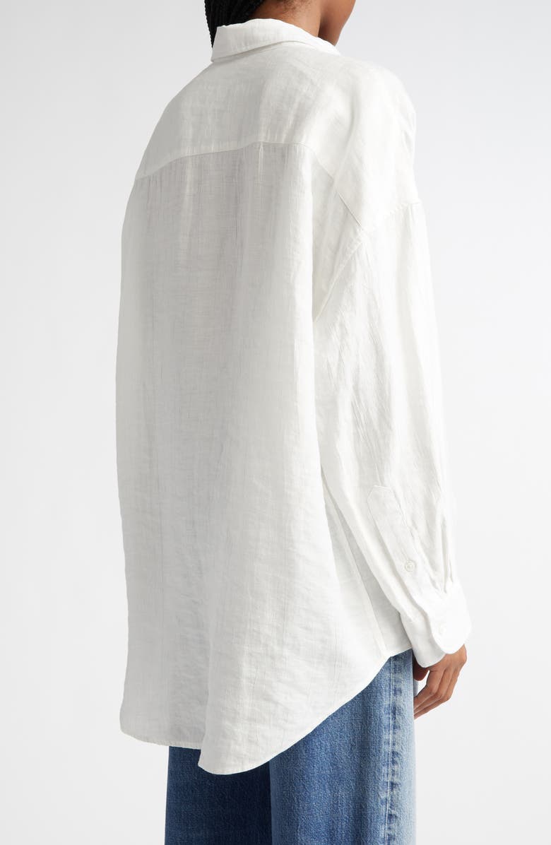 R13 Drop Neck Linen Blend Button-Up Shirt, Alternate, color,