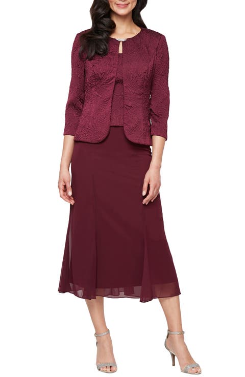 Jacquard Cocktail Dress with Jacket