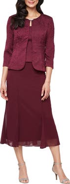 Alex Evenings Jacquard Cocktail Dress with Jacket