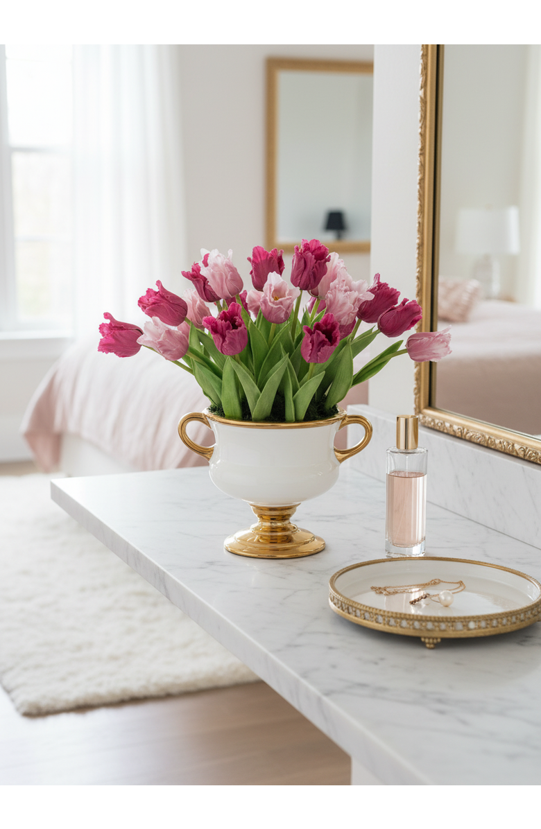 CocoBella Calder RealTouch Tulip Arrangement, Alternate, color, Fuschia