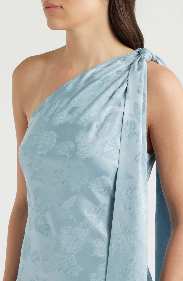 Amanda Uprichard Chrishell Fringe One-Shoulder Dress, Alternate, color, Powder Blue