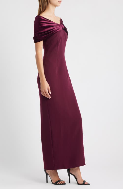 Sonya Moda Belluno Off The Shoulder Column Gown In Purple