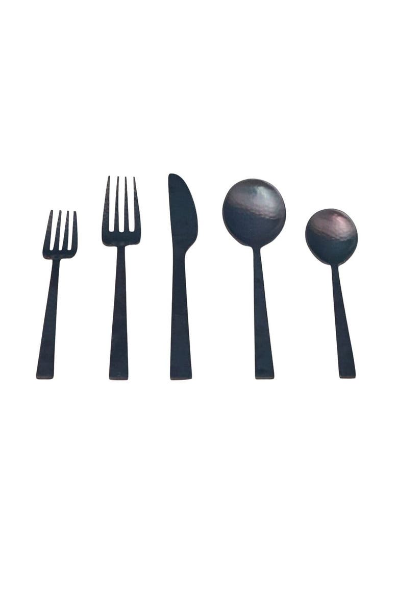 Hammered Black Flatware Set, Main, color, Black