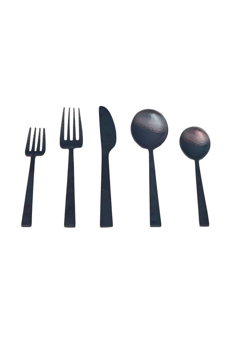 Be Home Hammered Black Flatware Set, Main, color, Black