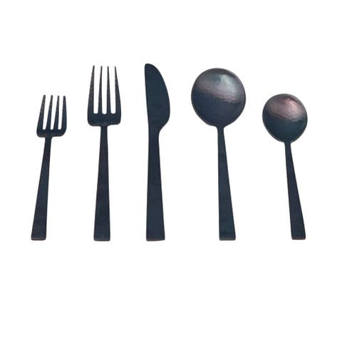 Hammered Black Flatware Set