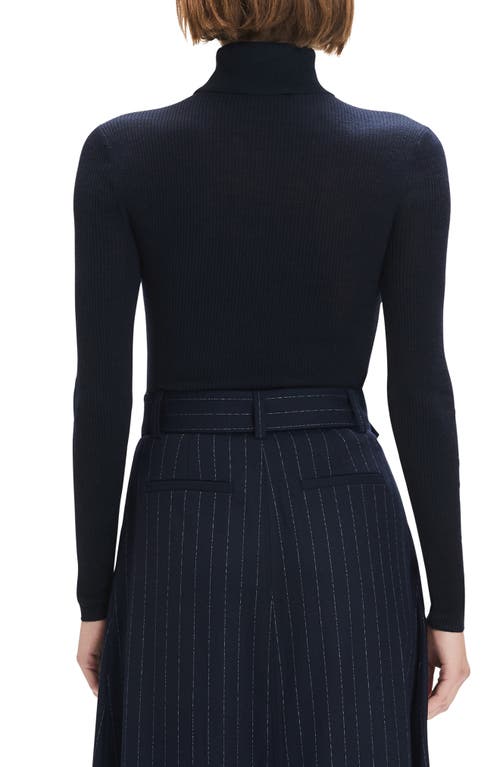 Favorite Daughter Amelia Rib Merino Wool Turtleneck Top In Black