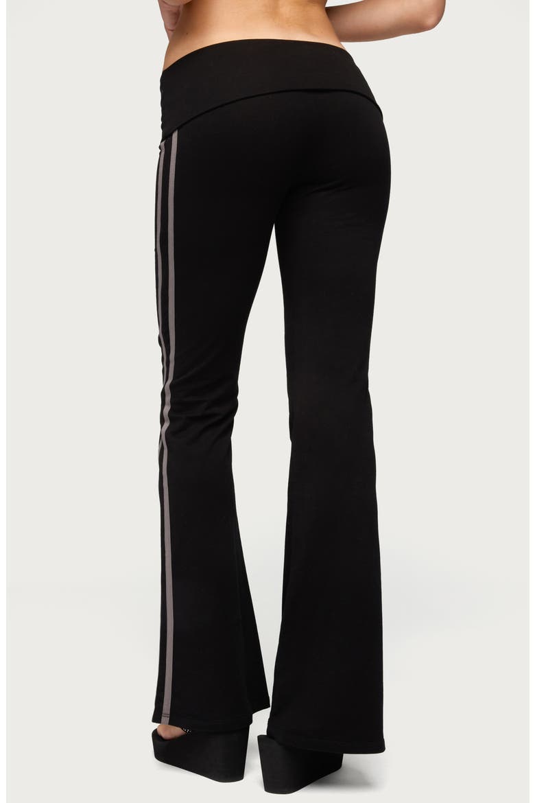 Charly Stripe Foldover Flare Pants, Alternate, color, BLACK