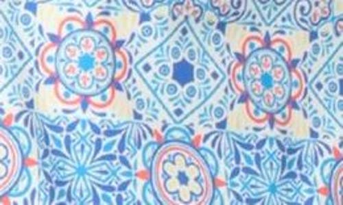 Tailorbyrd Mosaic Stretch Cotton Button-up Shirt In True Blue