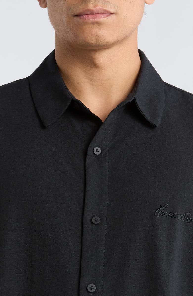 Fear of God Essentials Signature Button Front Shirt, Alternate, color, Vintage Black