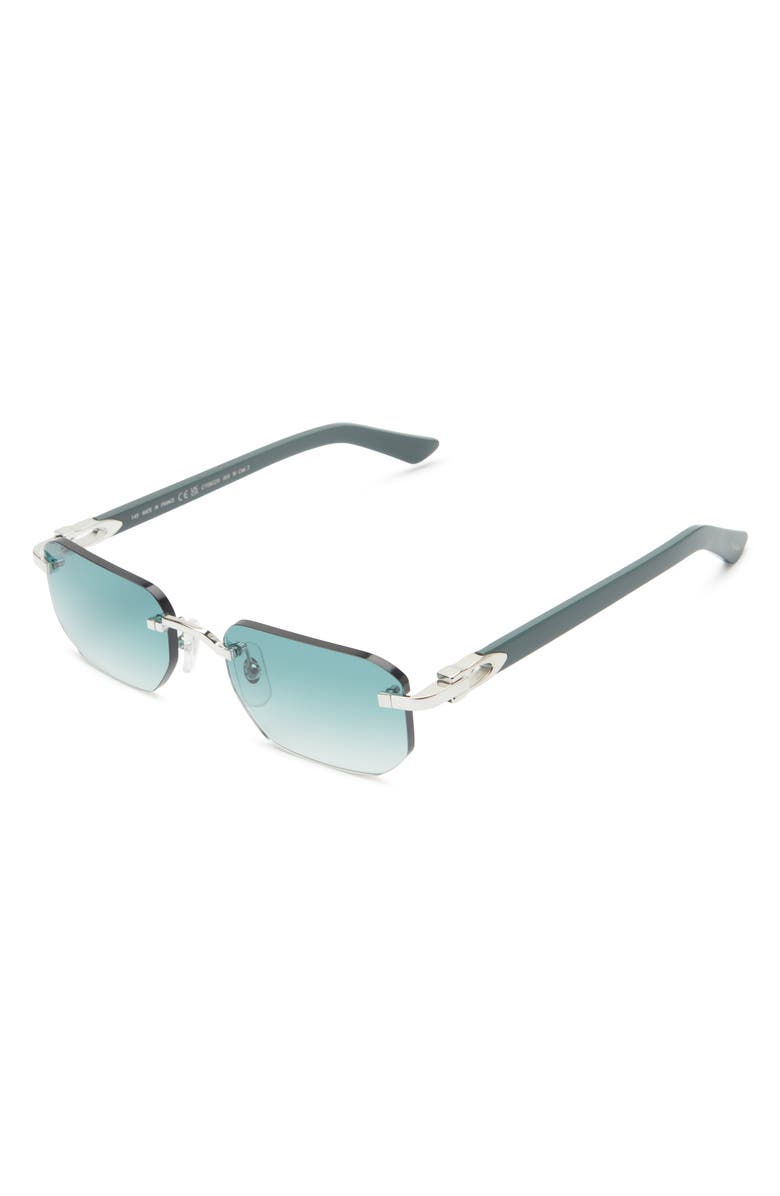 Cartier 53mm Rimless Rectangular Gradient Sunglasses, Alternate, color, Silver