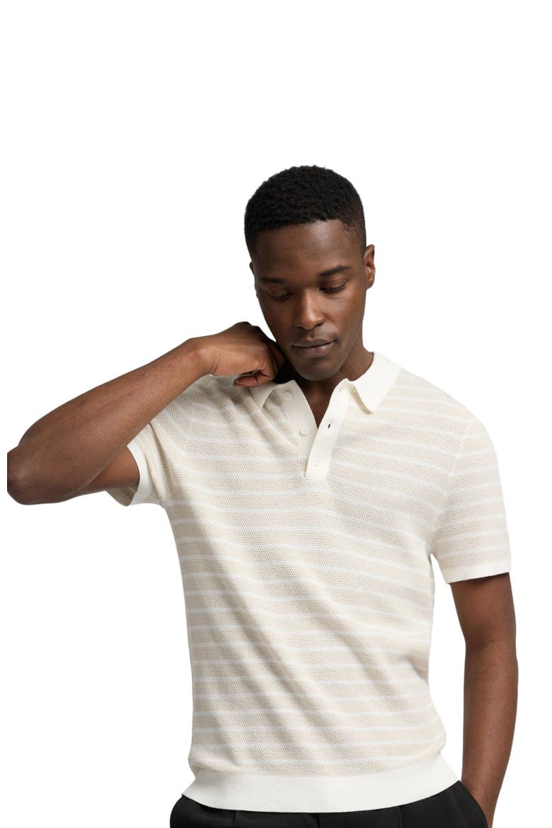 Cotton Textured Knit Polo Tee, Alternate, color, Stone/Egret