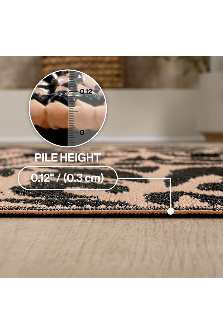 Bloom Modern Floral Foldable Waterproof Reversible Plastic Straw Outdoor Rug, Alternate, color, Black/Cream