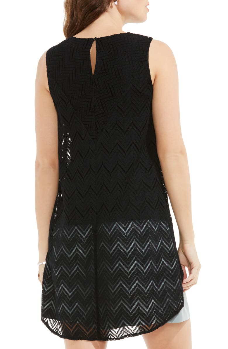 Vince Camuto High/Low Herringbone Lace Blouse, Alternate, color,