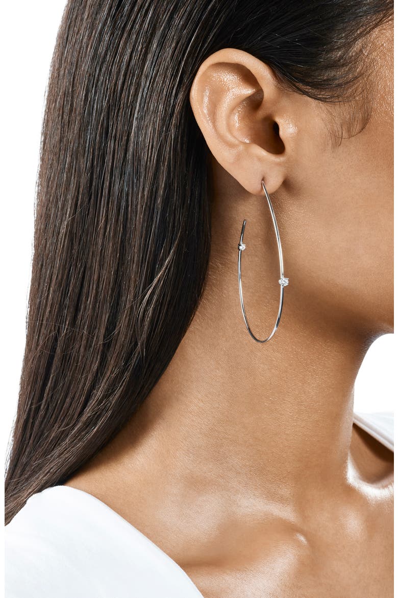 14K Gold Solo Diamond Teardrop Hoop Earrings, Alternate, color, WHITE GOLD