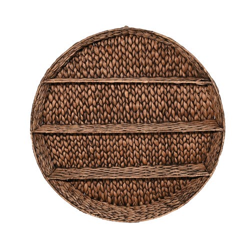 Happimess Annulus 3-shelf Circular Handwoven Hyacinth Wall Rack In Brown