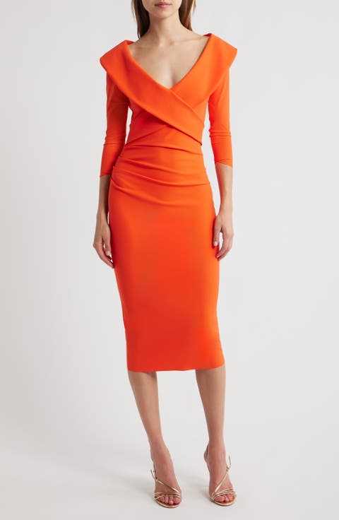 Suli Wrap Front Pleated Sheath Dress