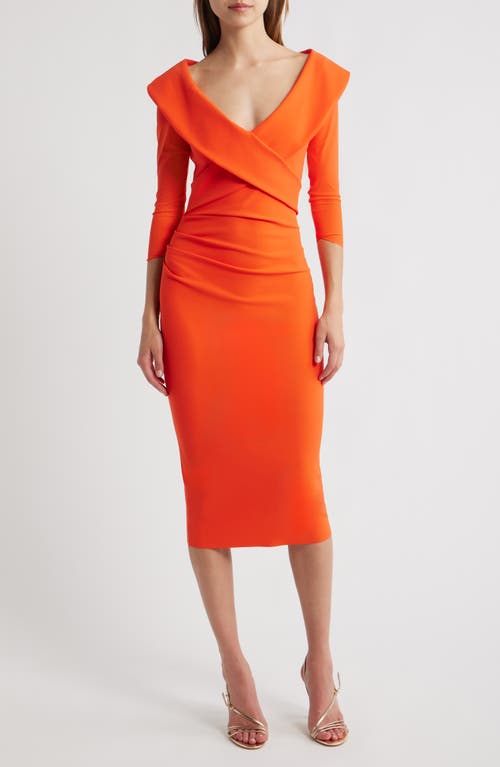 Chiara Boni La Petite Robe Suli Wrap Front Pleated Sheath Dress In Orange