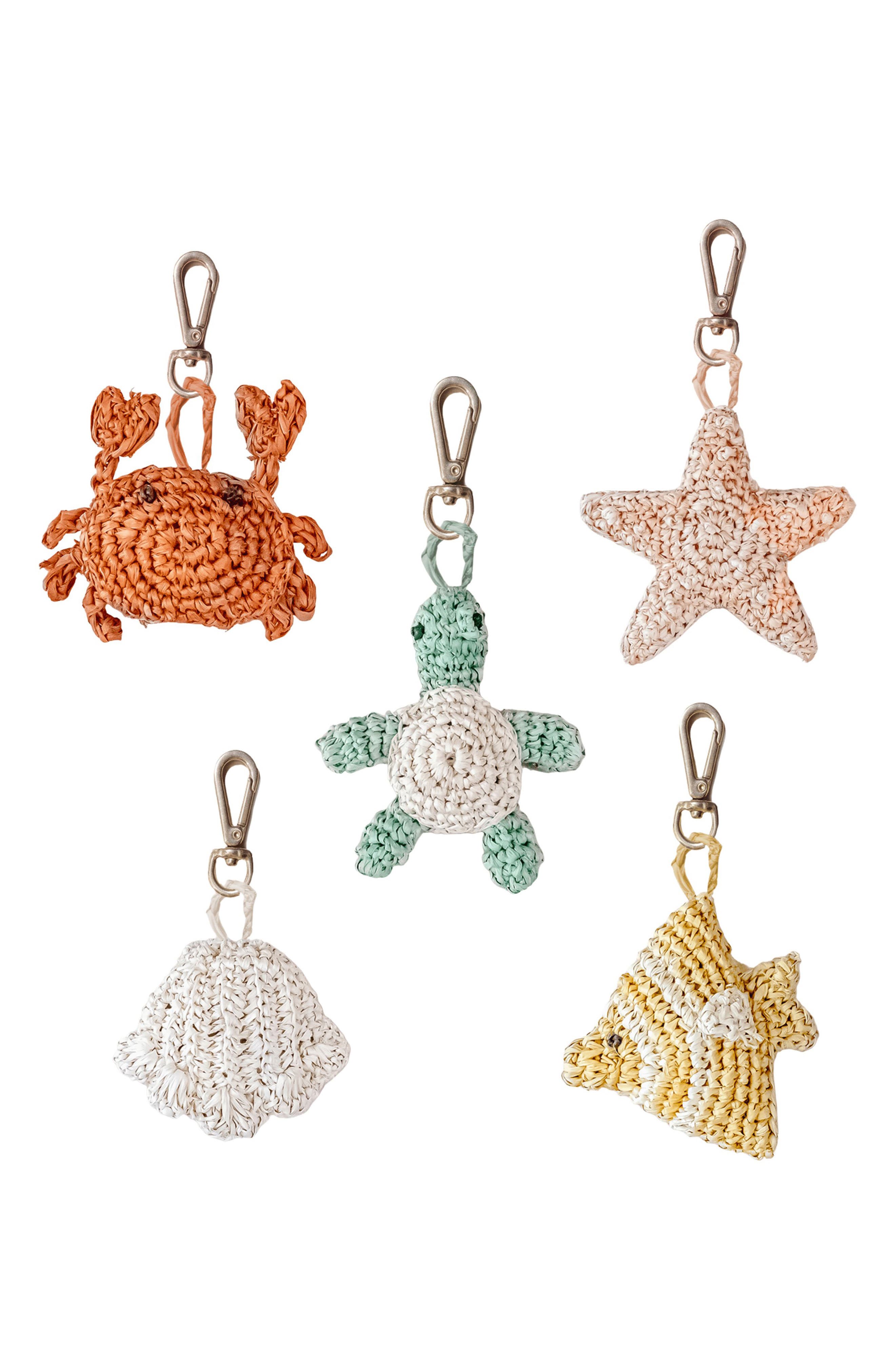 LIKHA Seashell Raffia Bag Charm, Alternate, color, White