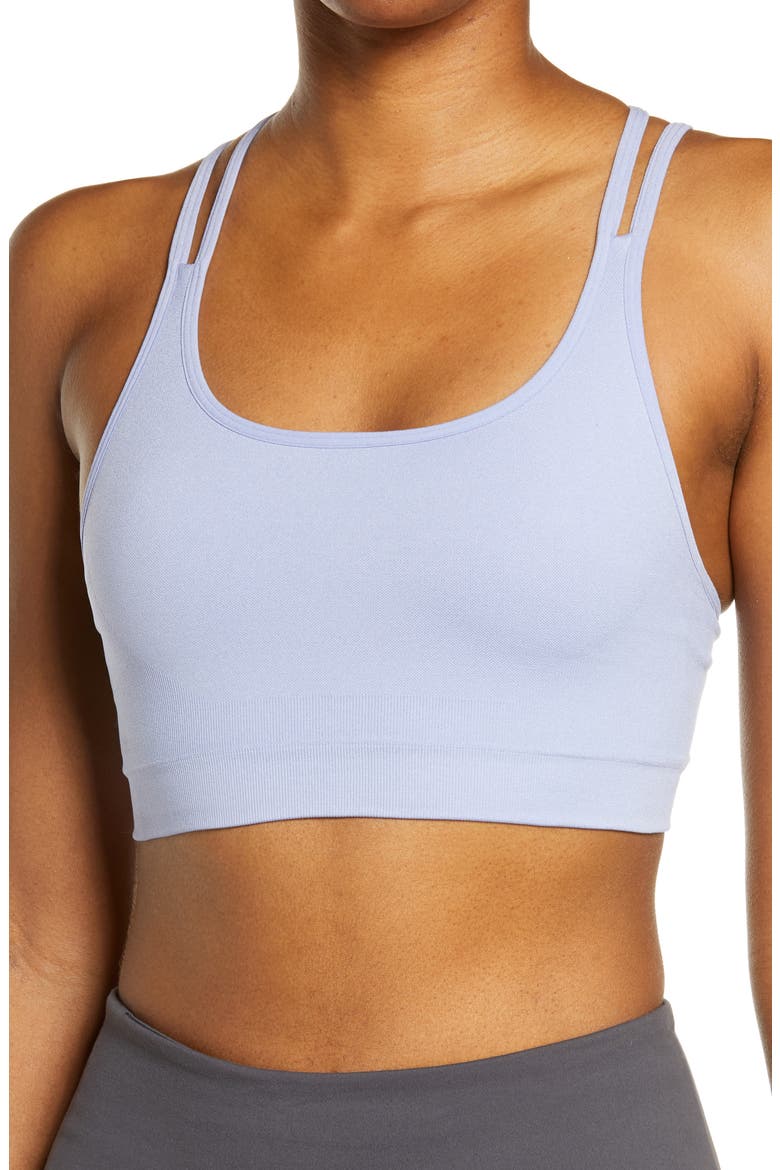 Seamless Strappy Sports Bra, Main, color, BLUE THISTLE