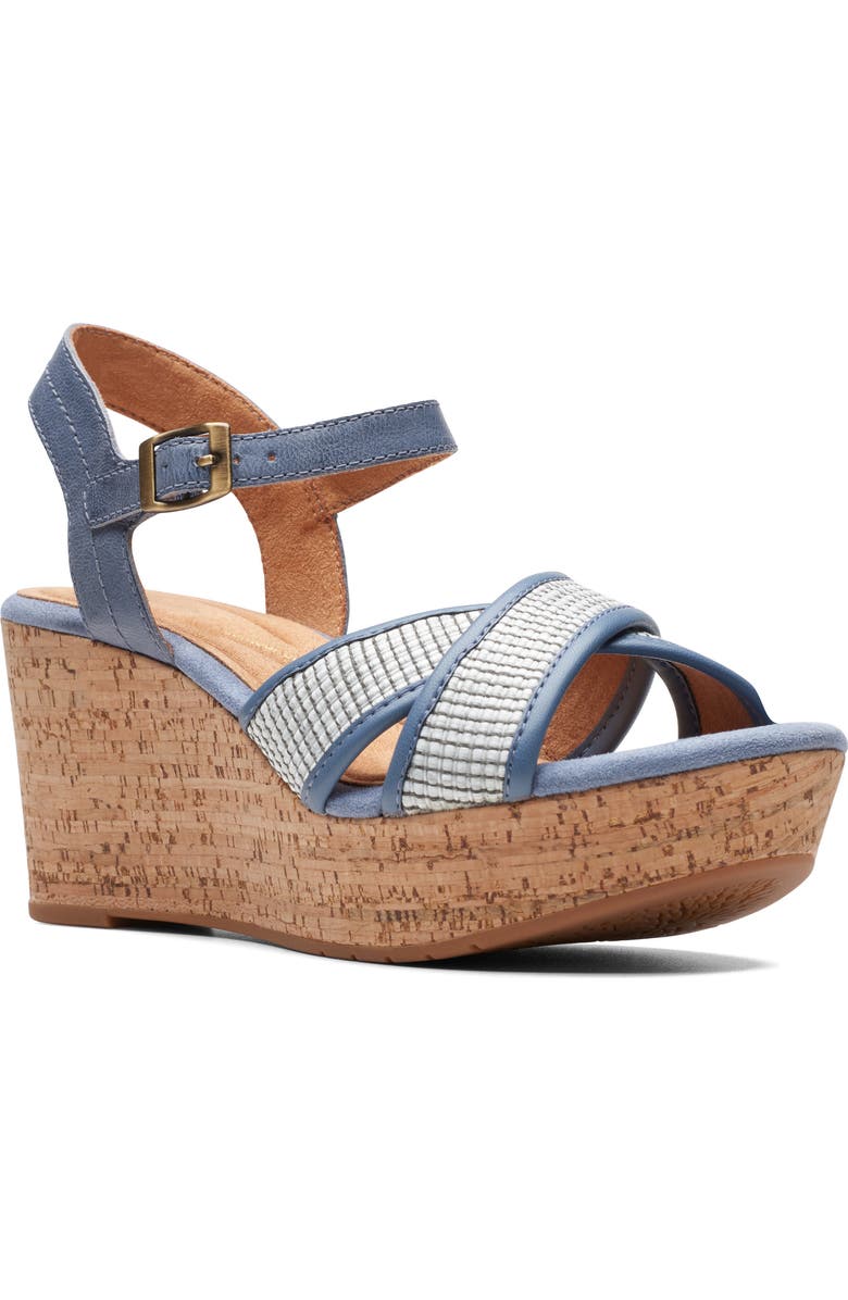 Clarks<sup>®</sup> Elleri Plum Wedge Sandal, Main, color,
