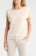 MAX STUDIO Ruched Shoulder Textured Knit Top