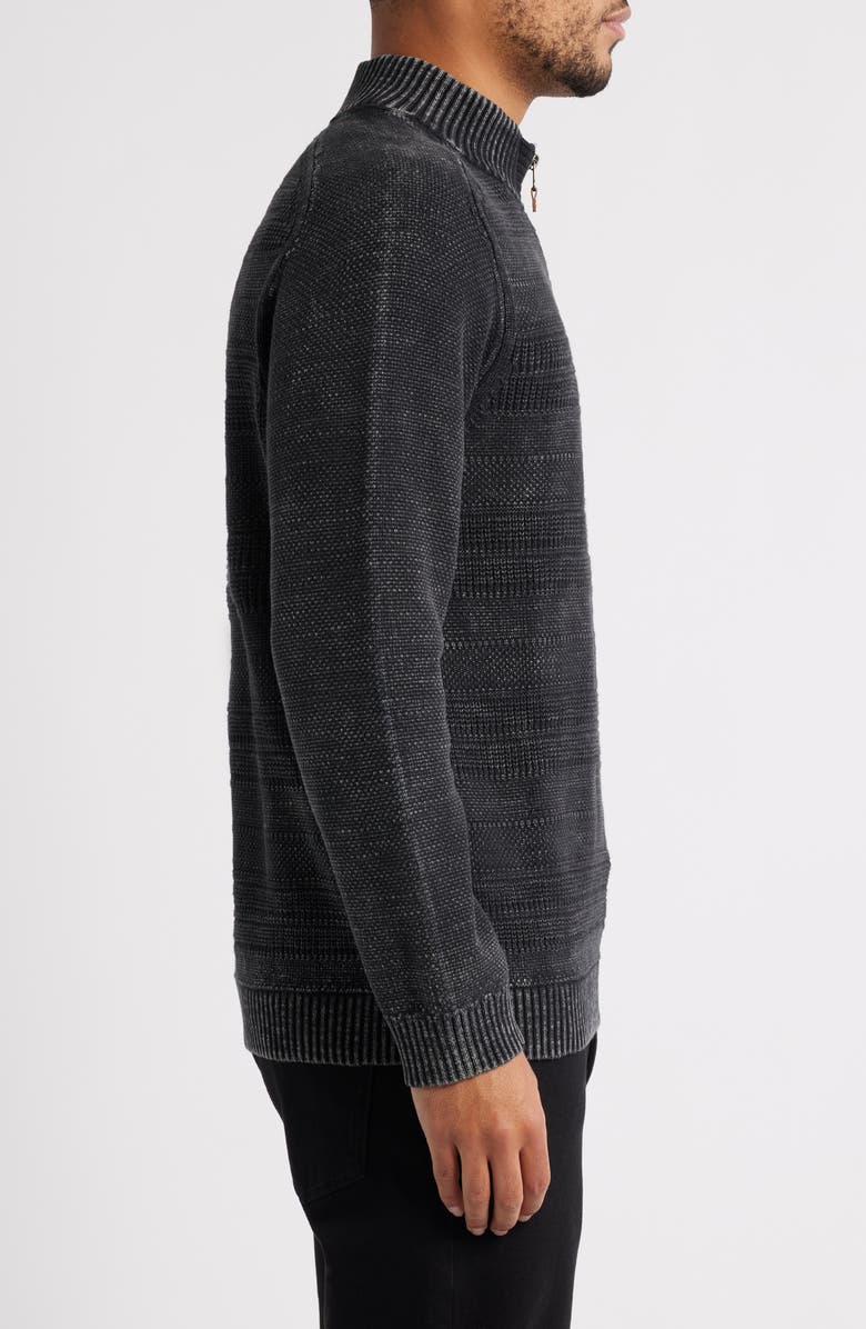 Tommy Bahama Saltwater Textured Cotton Half Zip Sweater, Alternate, color, Black