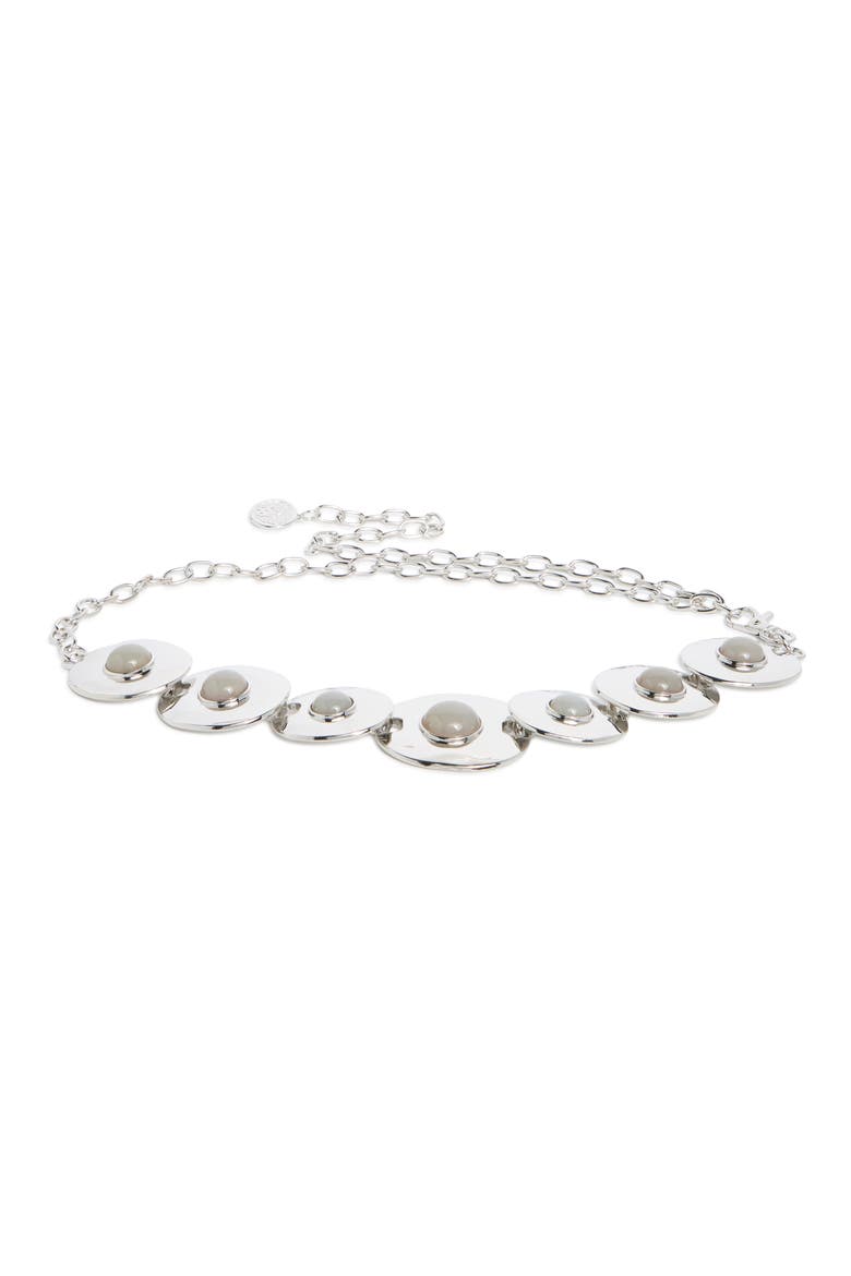 Hammered Disc Resin Chain Belt, Main, color, SILVER
