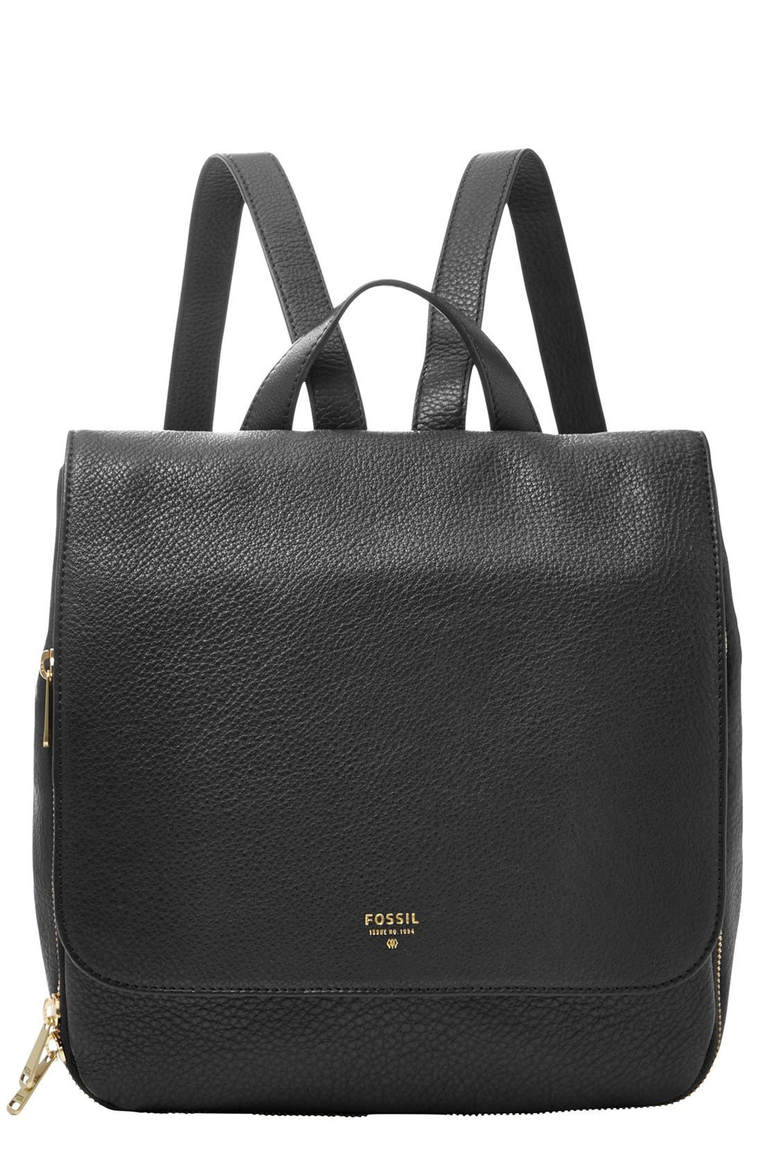 'Preston' Leather Backpack, Main, color, BLACK