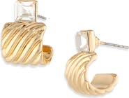 NORDSTROM RACK Square Crystal J Hoop Earrings