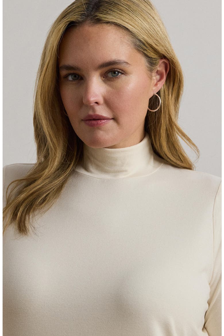 Elbow Sleeve Turtleneck Top, Alternate, color, MASCARPONE CREAM
