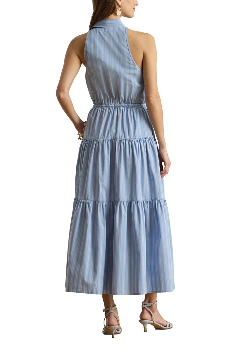Lauren Ralph Lauren STripe Cotton Broadcloth Sleeveless Tiered Shirtdress, Alternate, color, Blue/ White Multi