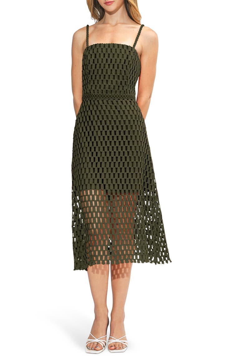 Karson Lace Midi Dress, Main, color, OLIVE