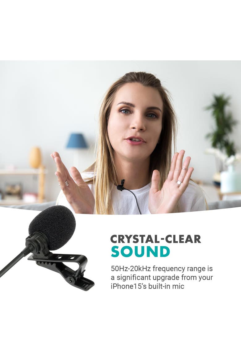 uLav-L-Duo Digital Dual iPhone 15/16 Lavalier Omnidirectional Clip on Microphone, Alternate, color, Black
