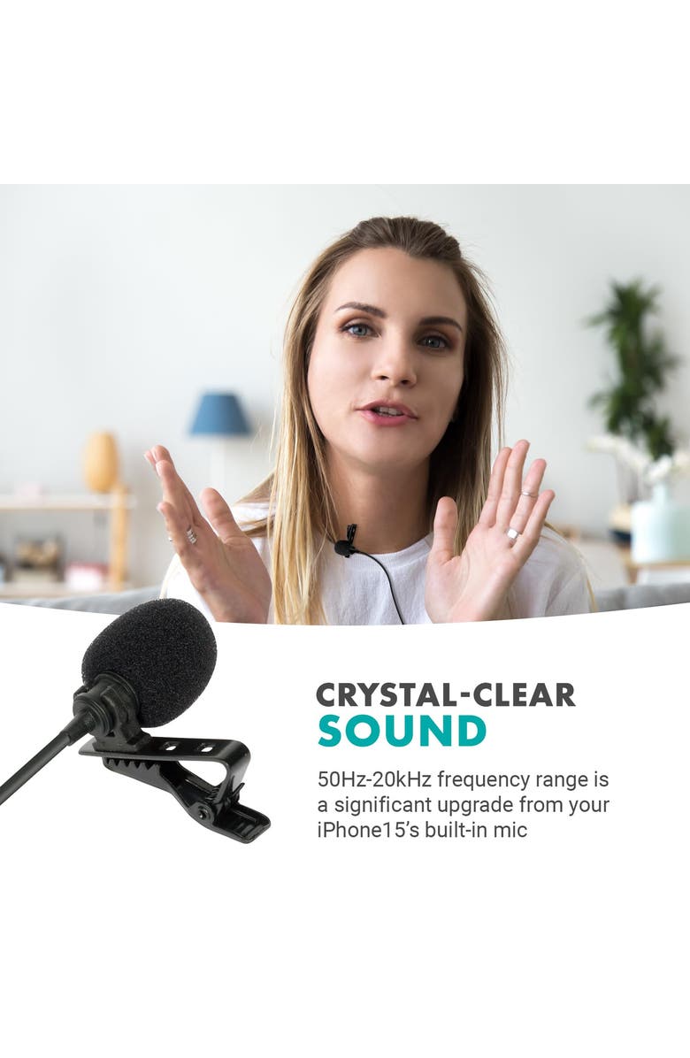 MOVO uLav-L-Duo Digital Dual iPhone 15/16 Lavalier Omnidirectional Clip on Microphone, Alternate, color, Black