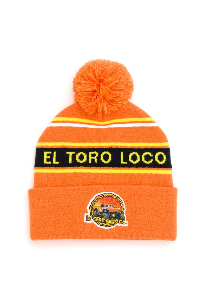 Knit Beanie Hat, Main, color, El Toro Loco Tangerine