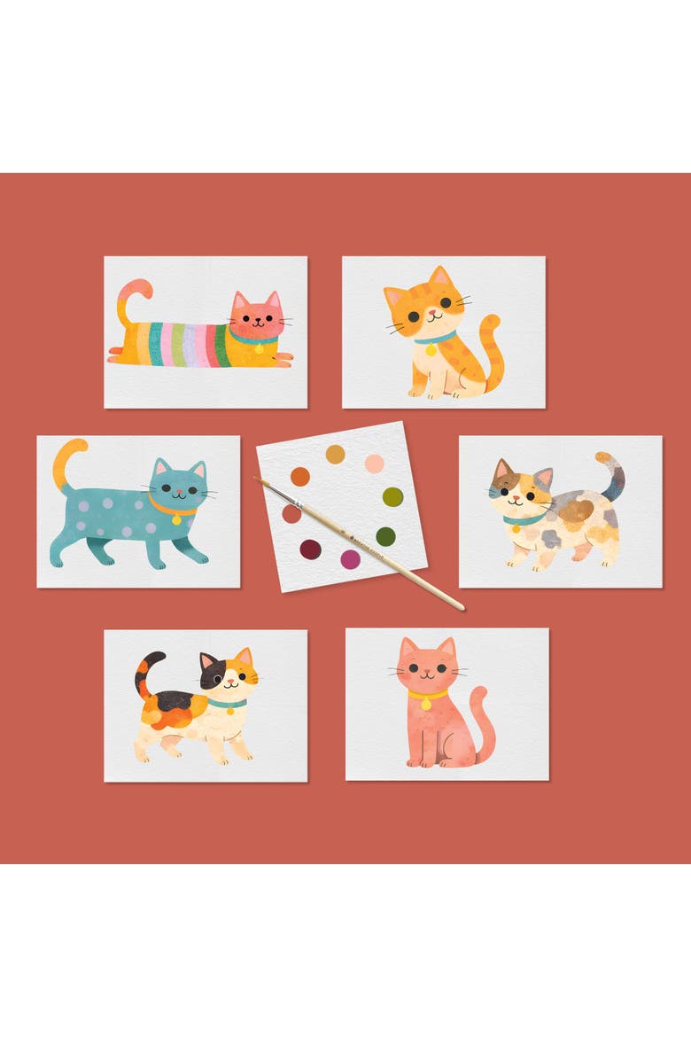 Cute Kitties Watercolor Postcard Kit, Alternate, color, Multicolor