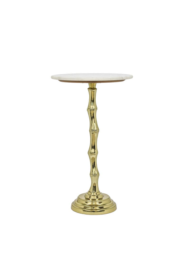 Texture Side Table | Marble Top | Aluminum Base, Alternate, color, White