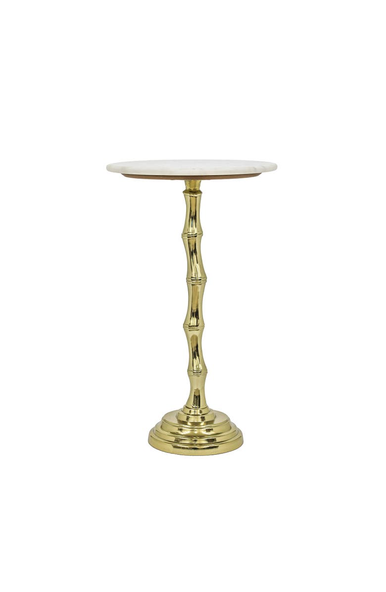 Expo Bazaar Texture Side Table | Marble Top | Aluminum Base, Alternate, color, White