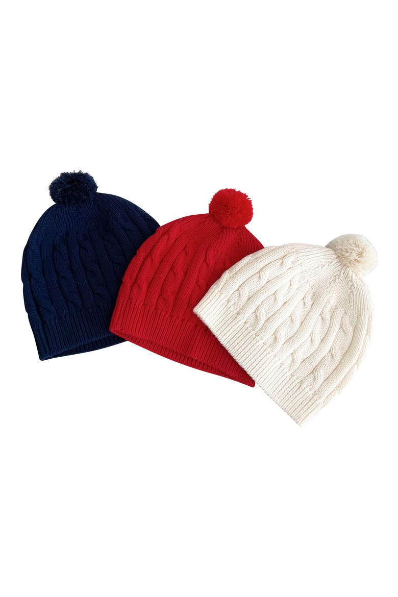 Rio Knit Cotton Romper & Pom Beanie Set, Alternate, color, WHITE