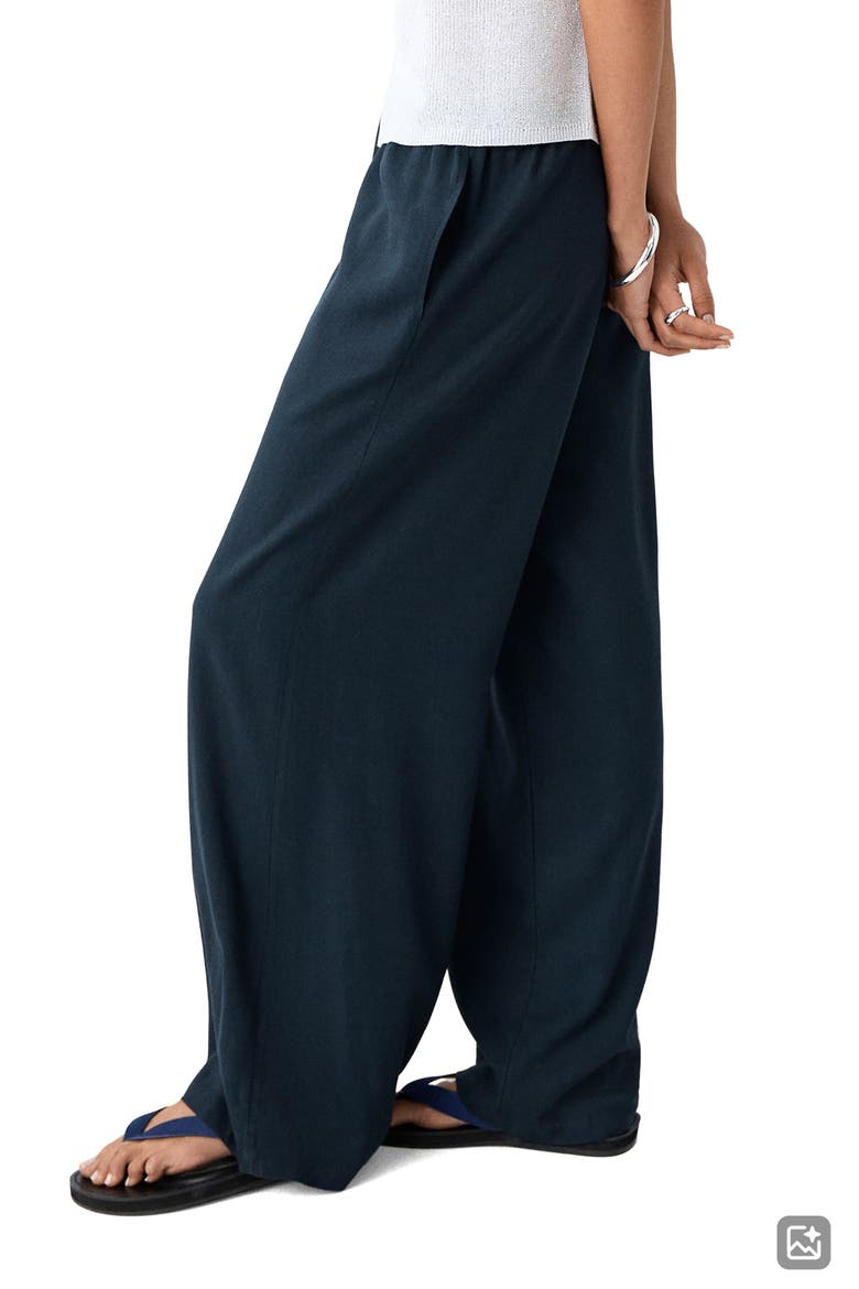 Kids' Flowy Straight Leg Linen Blend Pants, Alternate, color, NAVY