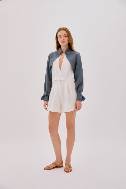 Labeca London Claudia Linen Flare Shorts In Sand