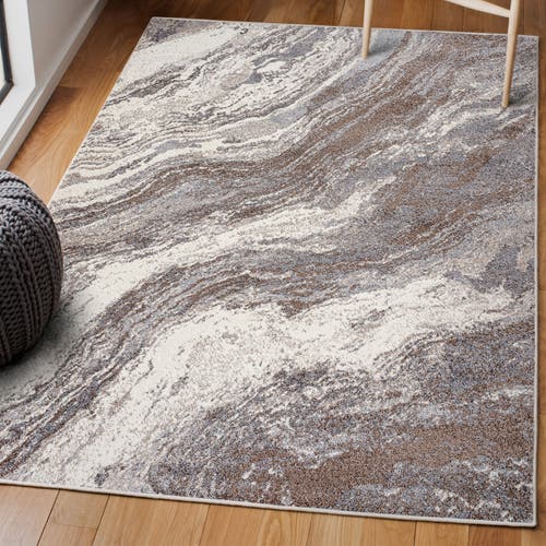 Jonathan Y Kassia Contemporary Glam Abstract Marble Area Rug In Brown/gray