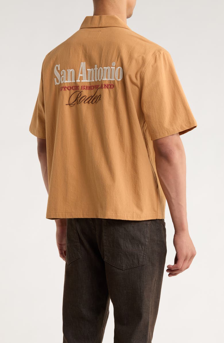 PacSun San Antonio Embroidered Camp Shirt, Alternate, color, Brown