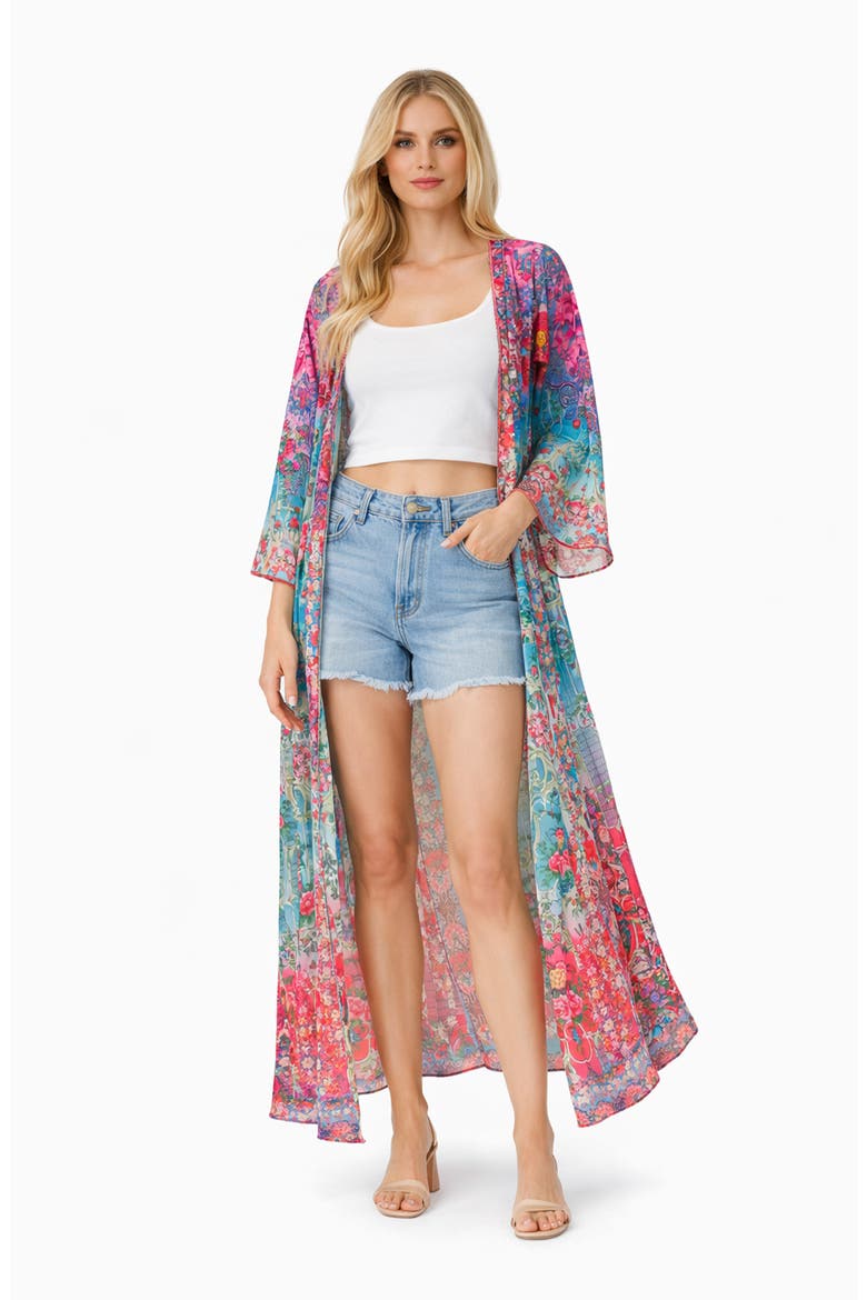 Floral High Low Cover-Up, Alternate, color, PINK