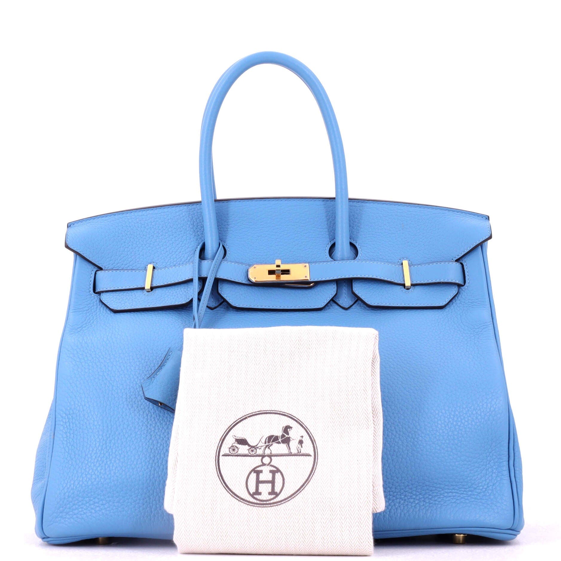 Birkin Handbag Blue Clemence with Gold Hardware 35, Alternate, color, Blue