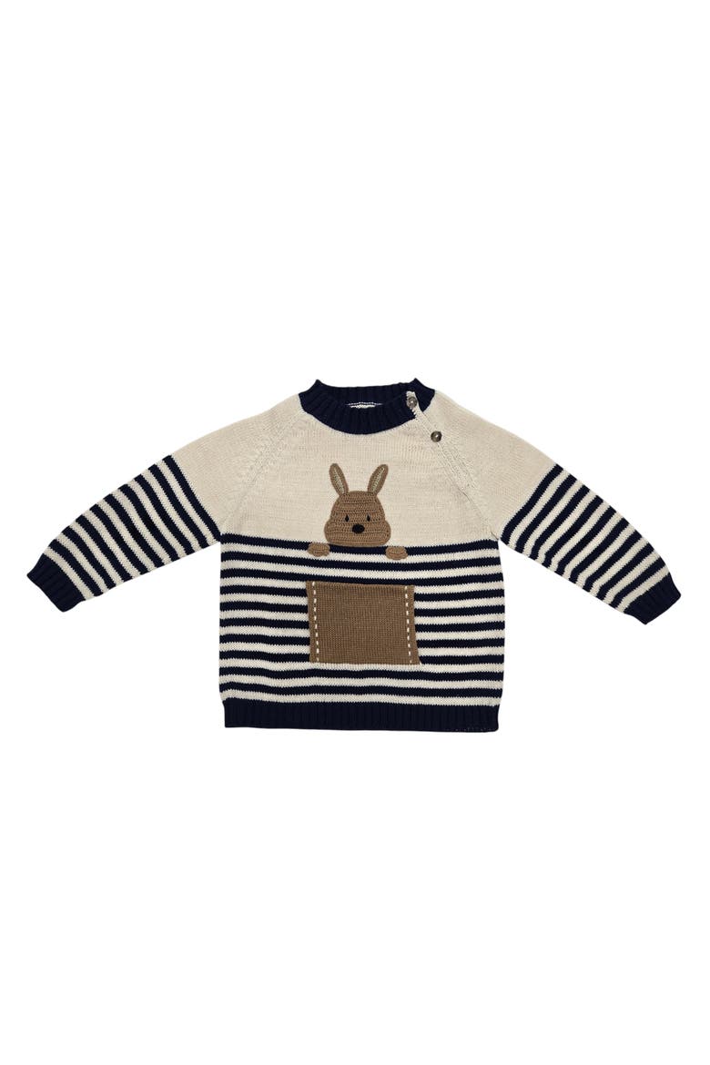Kangaroo Sweater, Alternate, color, Navy, brown and Ivory