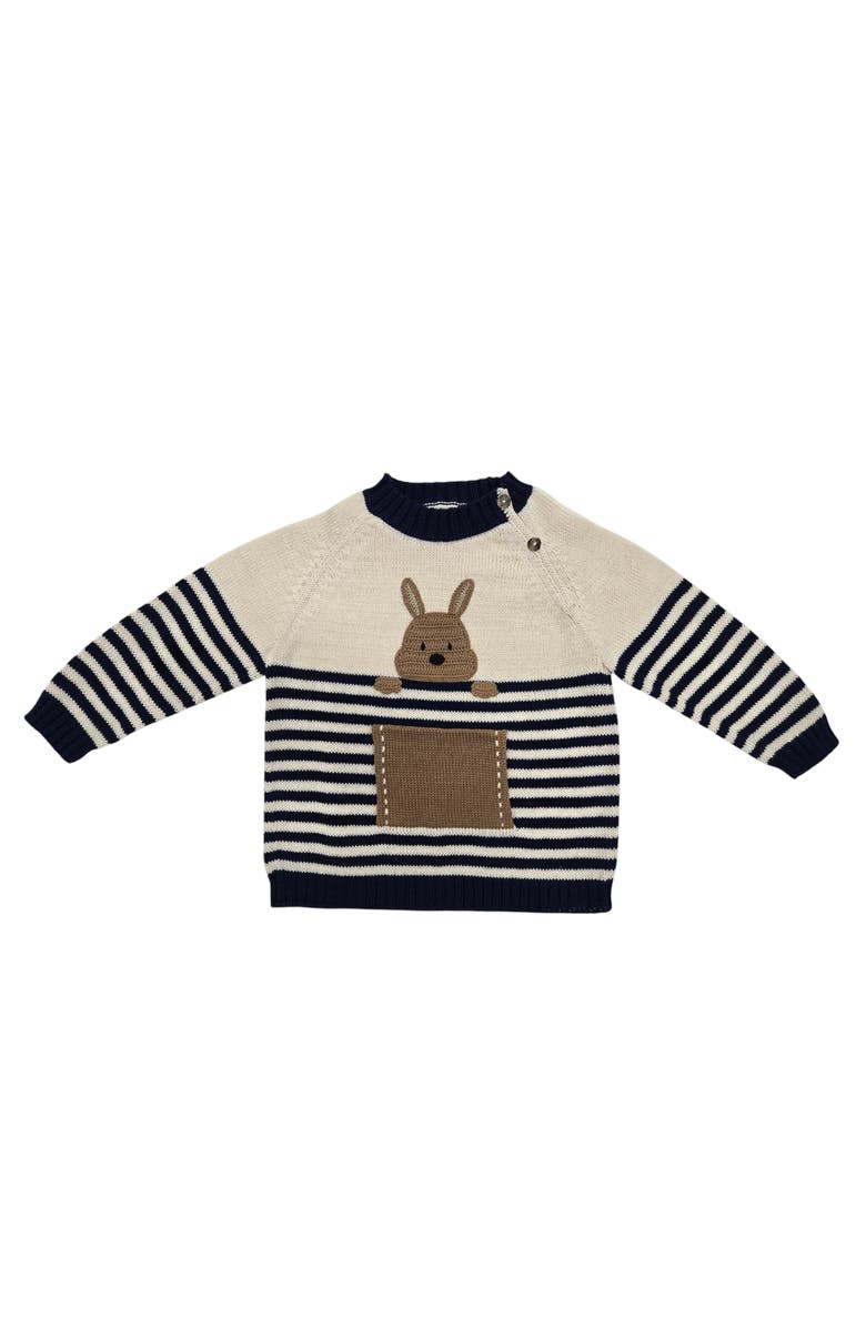Melange Collection Kangaroo Sweater, Alternate, color, Navy, Brown And Ivory