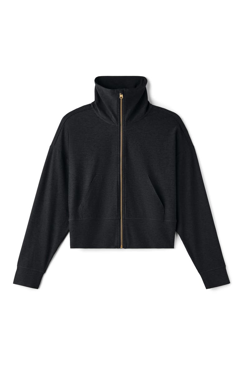 Atmosphere Crop Zip Sweatshirt, Alternate, color, BLACK HEATHER