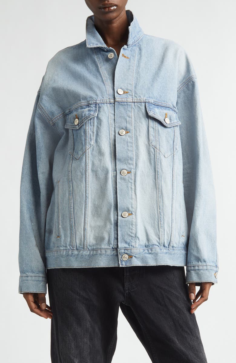 Balenciaga Regular Fit Denim Jacket, Main, color, Dirty Light Blue