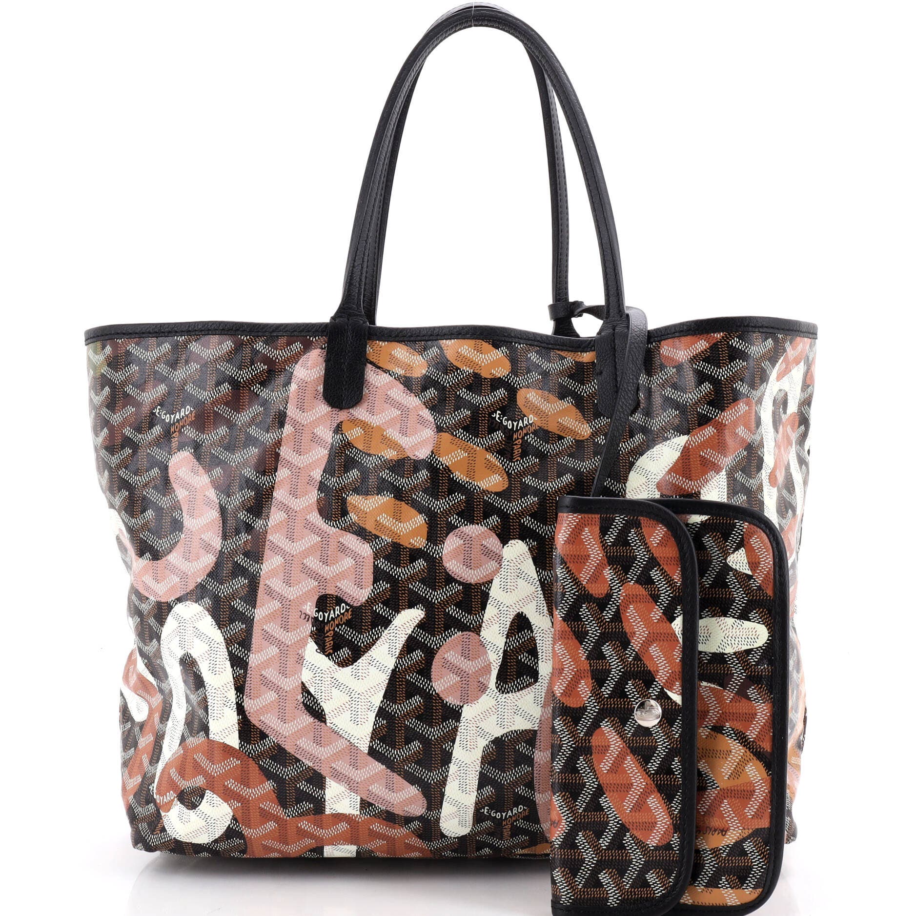 Saint Louis Tote Lettres Camouflage Coated Canvas PM, Alternate, color, Black